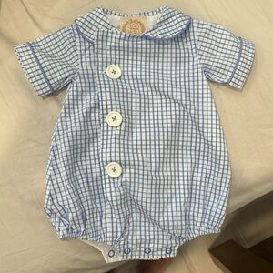 The Beaufort bonnet company blue check onesie outfit 0-6 months brand new